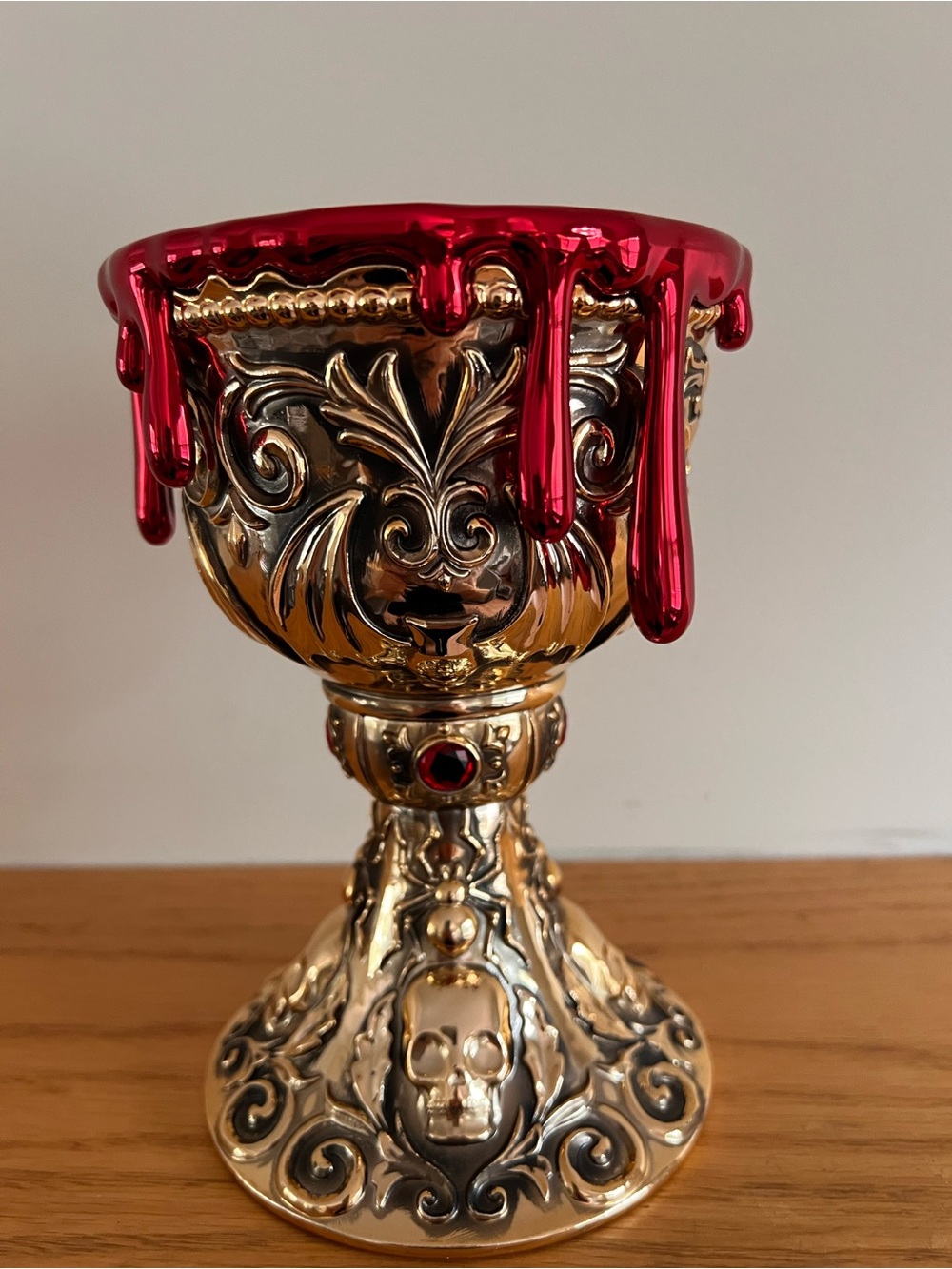 Bath Body Works Chalice Cup Gothic Skull Whimsygoth Goth 3 Wick Candle Holder - Picture 5 of 10
